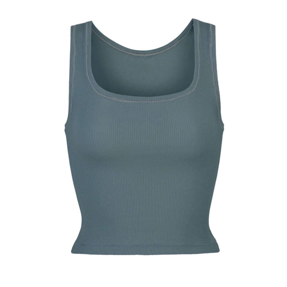 Skims size small cotton rib tank in kyanite blue green